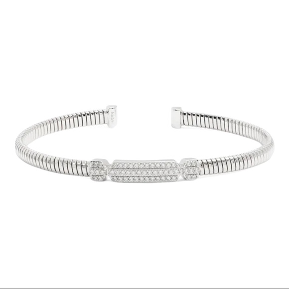 Nadri Pavé Crystal Silver Flex Cuff Bracelet